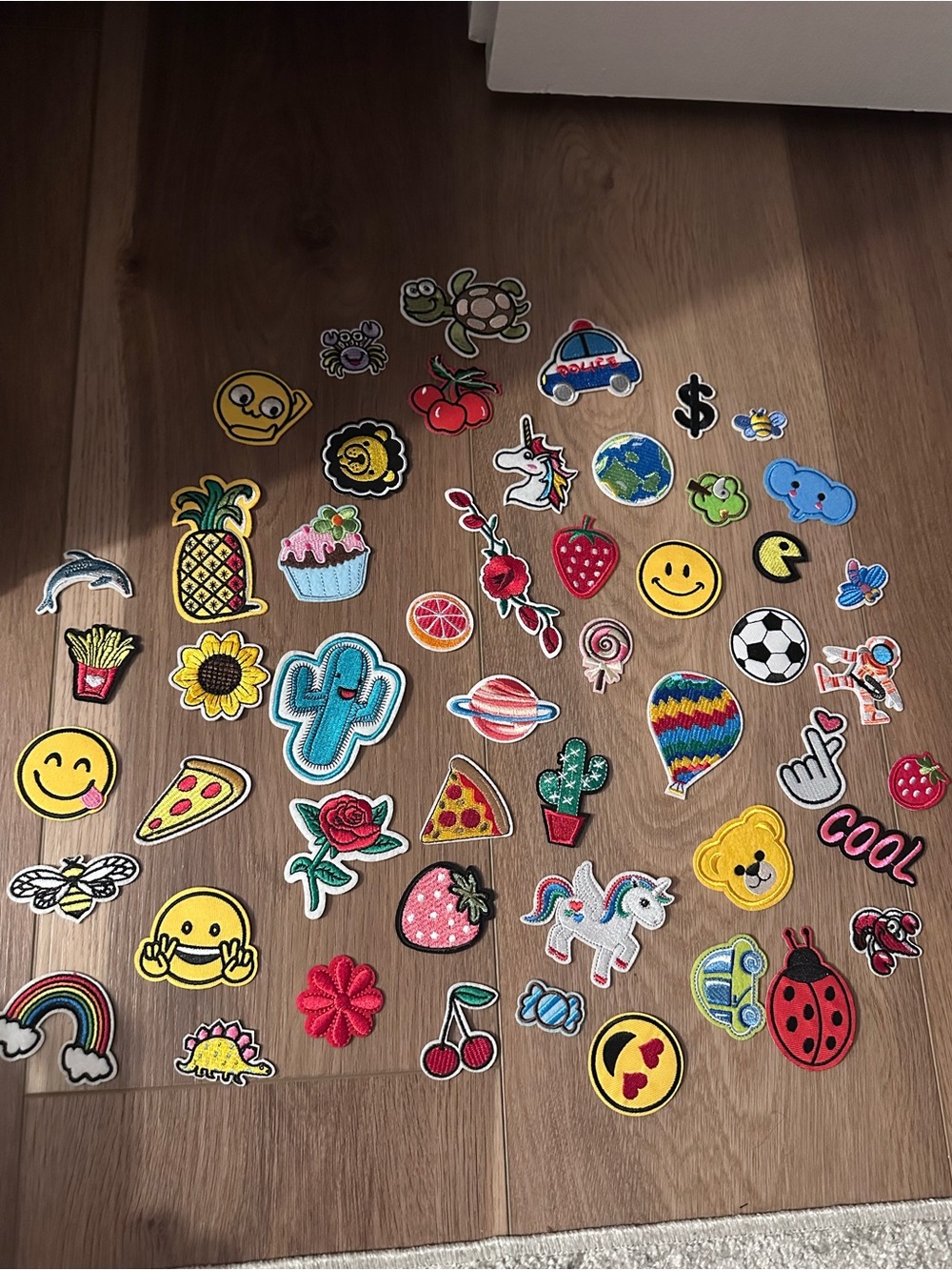 Assorted Iron-On Emoji and Decorative Patches - Colorful Mix